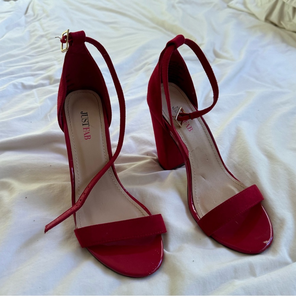 Red pump heels with ankle strap - 7.5 women’s